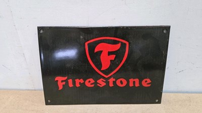 Lot 827 - FIRESTONE REPRO ENAMEL SIGN 12" X 8"