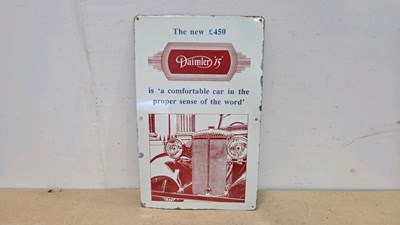 Lot 715 - DAIMLER "15" REPRO ENAMEL SIGN 24" X 15"