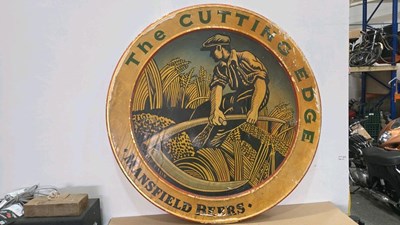 Lot 717 - THE CUTTING EDGE FIBRE GLASS PUB SIGN 53" DIA-ALL PROCEEDS TO CHARITY