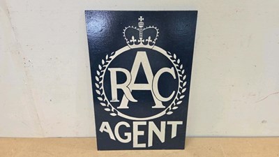 Lot 407 - WOODEN HAND PAINTED RAC AGENT SIGN 20" X 13"