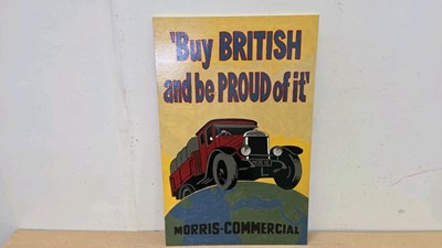 Lot 475 - WOODEN HAND PAINTED MORRIS COMMERCIAL SIGN 27.5" x 18"
