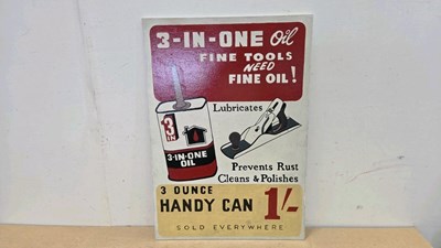 Lot 747 - WOODEN HAND PAINTED, 3 IN 1 OIL SIGN 28" X 20"