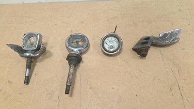 Lot 645 - BENTLEY BONNET BADGE / 2 RADIATOR TEMP GAUGES