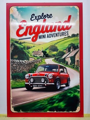 Lot 183 - EXPLORE ENGLAND, MINI ADVENTURES METAL SIGN 24" X 36"