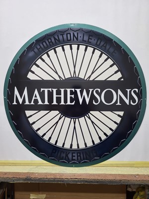 Lot 489 - MATHEWSON'S METAL SIGN 24" DIA