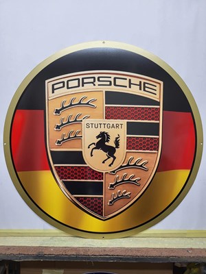 Lot 611 - PORSCHE LOGO METAL SIGN 24" DIA