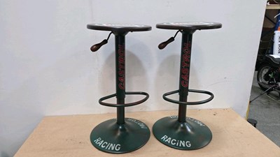 Lot 105 - HAND PAINTED KITCHEN / BARSTOOLS IN CASTROL STYLE LIVERY