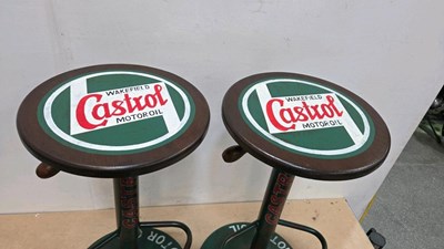 Lot 105 - HAND PAINTED KITCHEN / BARSTOOLS IN CASTROL STYLE LIVERY
