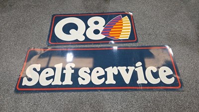 Lot 247 - METAL Q8 PETROL FORECOURT SIGNS 69" X 22" & 46" X 22"