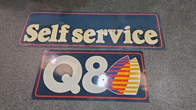Lot 749 - METAL Q8 PETROL FORECOURT SIGNS 69" X 22" & 46" X 22"