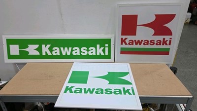 Lot 225 - 3 X KAWASAKI LIGHT UP SIGNS
