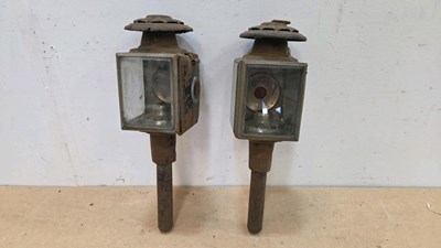 Lot 329 - PAIR OF VINTAGE CAR/COACH LAMPS