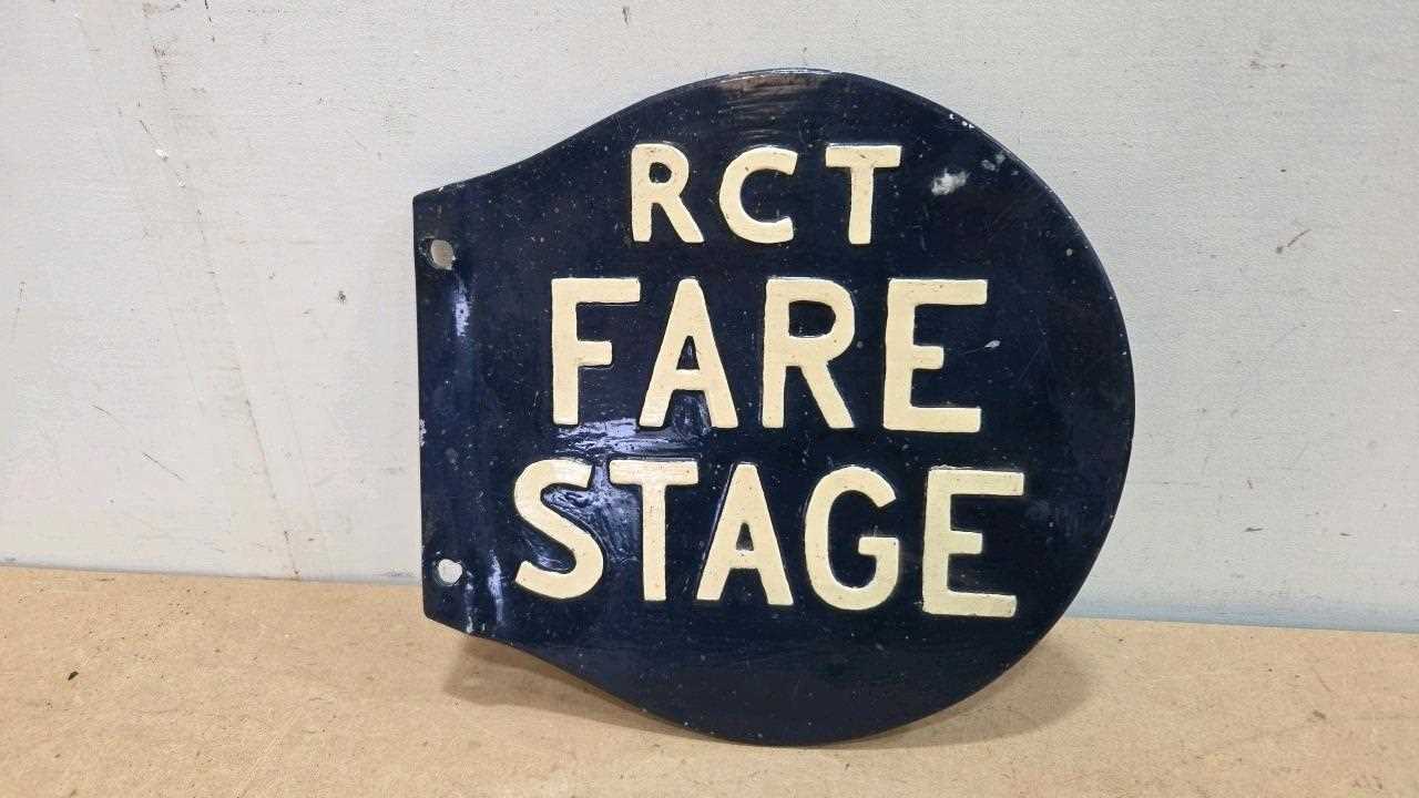 Lot 37 - RCT FARE STAGE , DOUBLE SIDED BUS STOP SIGN 13" X 12.5"
