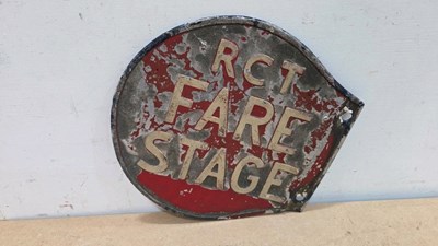 Lot 37 - RCT FARE STAGE , DOUBLE SIDED BUS STOP SIGN 13" X 12.5"