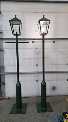 Lot 173 - PAIR OF REFURBISHED STREET LIGHTS . LAMPS APPROX 108" TALL