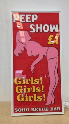 Lot 19 - ILLUMINATED PEEP SHOW SIGN 48" X24"