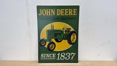 Lot 819 - JOHN DEERE RERPO TIN SIGN 28" X 20"