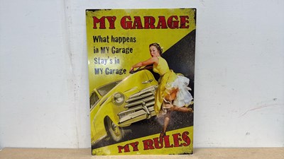 Lot 439 - MY GARAGE REPRO TIN SIGN 28" X 20"