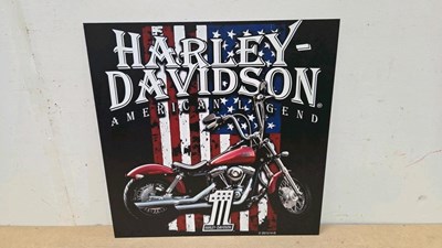 Lot 537 - HARLEY DAVIDSON RERPO ALUMINIUM SIGN 20" X 20"