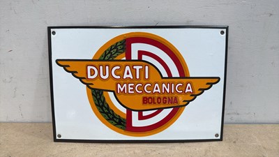 Lot 289 - DUCATI REPRO ENAMEL SIGN 13" X 9"