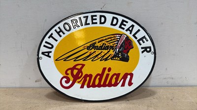 Lot 271 - INDIAN MOTOR CYCLE RERPO ENAMEL SIGN 11" X 9"