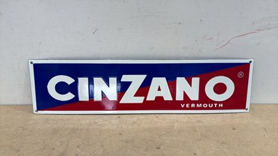 Lot 159 - CINZANO VERMOUTH REPRO ENAMEL SIGN 24" X 6"