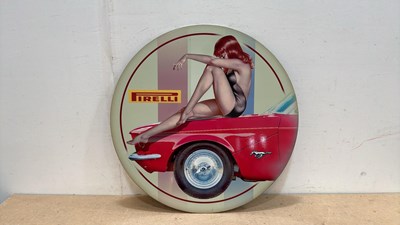 Lot 731 - STEEL REPRO PIRELLI MUSTANG SIGN 24" DIA