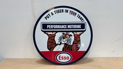 Lot 711 - STEEL REPRO ,ESSO PERFORMANCE MOTORING SIGN 24" DIA