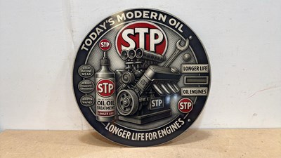 Lot 677 - STEEL REPRO, STP OIL SIGN 24" DIA