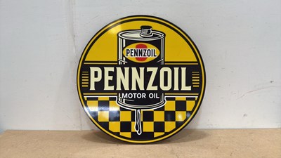 Lot 507 - PENNZOIL STEEL REPRO SIGN 24" DIA