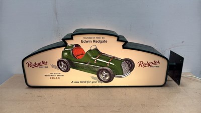 Lot 199 - REDGATES SHEFFIELD , DOUBLE SIDED LIGHT UP REPRO SIGN 38" X 15"