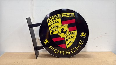 Lot 221 - PORSCHE DOUBLE SIDED, WALL MOUNTED SIGN 24" DIA