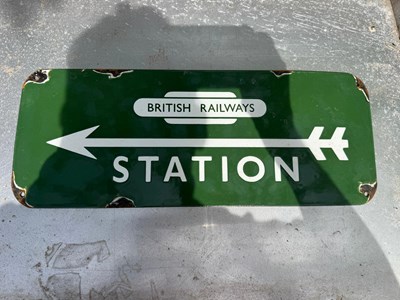Lot 23 - BRITISH RAILWAYS STATION , REPRO ENAMEL SIGN 18" X 7"