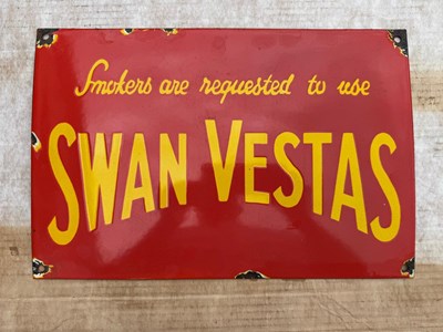 Lot 51 - SWAN VESTAS REPRO ENAMEL SIGN 14" X 10"