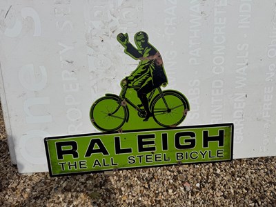Lot 83 - RALEIGH THE ALL STEEL BICYCLE , REPRO SIGN 28" X 20"