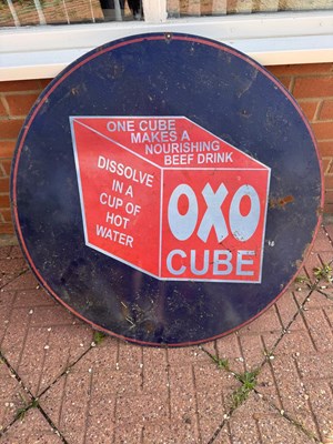 Lot 175 - OXO CUBE REPRO ENAMEL SIGN 36" DIA