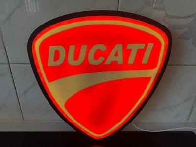Lot 327 - DUCATI ILLUMINATED SIGN 10" X 9"