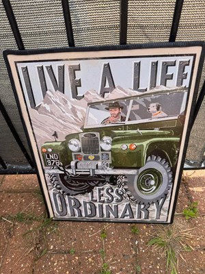 Lot 481 - LAND ROVER LIVE A LIFE , REPRO SIGN 20" X 16"