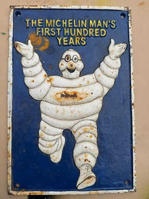 Lot 527 - MICHELIN MAN CAST SIGN 12" X 8"