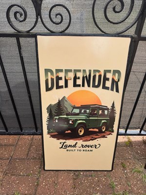 Lot 535 - LAND ROVER DEFENDER REPRO SIGN 29" X 16"
