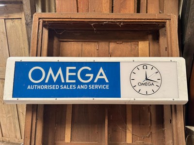 Lot 691 - OMEGA STYLE CLOCK ILLUMINATED SIGN 49" X 14"