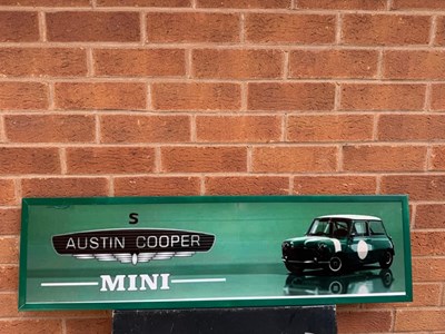 Lot 755 - AUSTIN COOPED MINI , PERSPEX PRINTED SIGN 37" X 10"