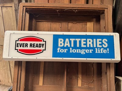 Lot 833 - EVER READY BATTERIES ILLUMINATED SIGN 49" X 14"