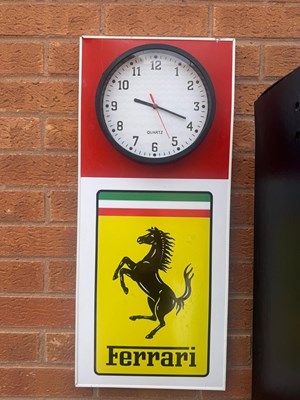 Lot 847 - FERRARI STYLE WALL CLOCK 27" X 12"