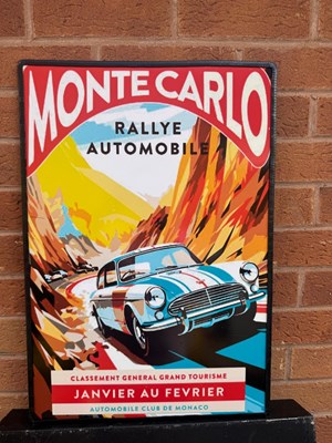 Lot 843 - MONTE CARLO RALLYE AUTOMOBILE , REPRO SIGN 23" X 16"