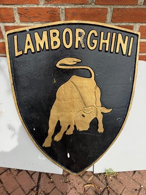 Lot 813 - LAMBORGHINI CAST SIGN 38" X 29"