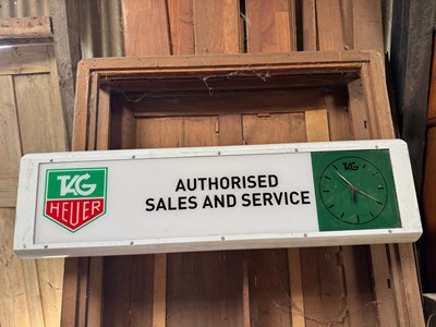 Lot 775 - TAG HEUER STYLE CLOCK LIGHT UP SIGN 49" X 14"