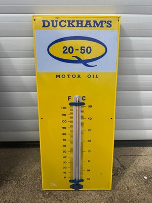 Lot 603 - DUCKHAMS MOTOR OIL 20-50 , REPRO THERMOMETER 28" X 12"