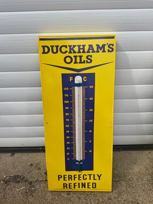 Lot 165 - DUCKHAMS OILS PERFECTLY REFINED , REPRO THERMOMETER 27" X 12"