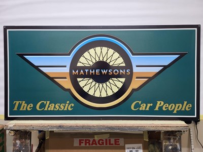 Lot 93 - METAL MATHEWSONS LOGO SIGN 42" X 20"